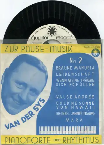 Single Van Der Sys: Zur Pause Musik No. 2 (Jupiter J45-200) D Promo