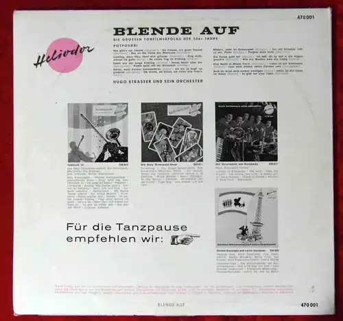 25cm LP Hugo Strasser: Blende auf (Heliodor 470 001) D 1959