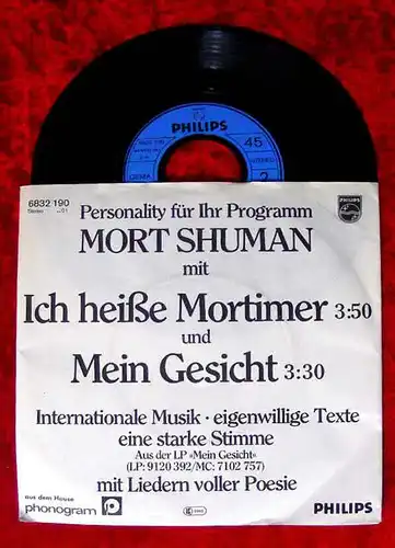 Single Mort Shuman: Ich heiße Mortimer (Philips 6832 190) Sonderauflage