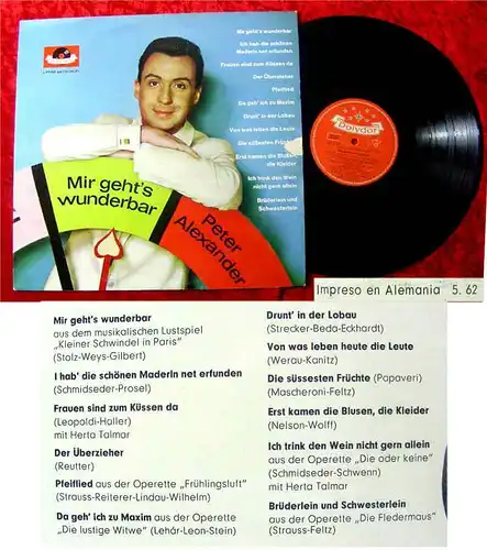 LP Peter Alexander: Mir geht´s wunderbar (1962) (Polydor)