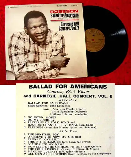 LP Paul Robeson: Ballad for Americans Carnegie Hall Concert Vol. 2 (Vanguard) D