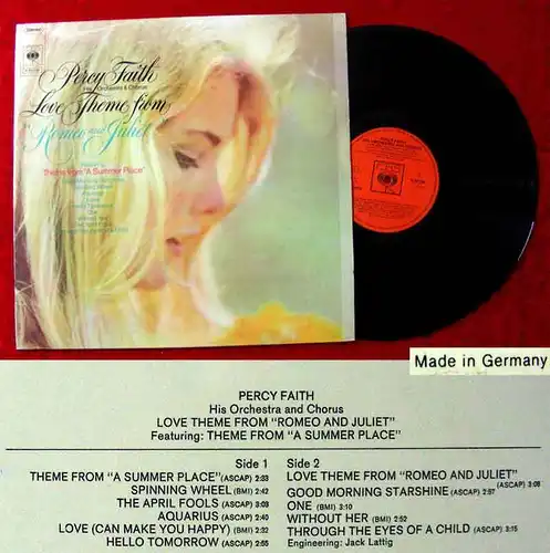 LP Percy Faith: Love Theme from Romeo & Juliet (CBS S 63 734) D 1969