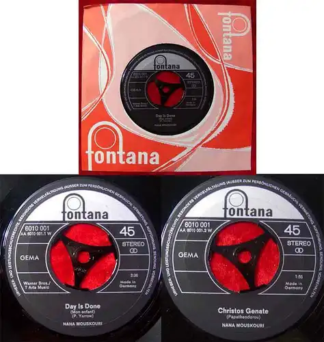 Single Nana Mouskouri: Day is Done / Christos Genate (Fontana 6010 001) D