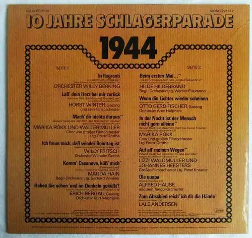 LP 10 Jahre Schlagerparade 1941 - 1950 (Polydor 291732) D 1983