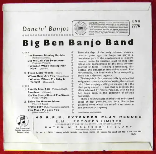 EP Big Ben Banjo Band: Dancin´ Banjos (Columbia ESG 7776) UK 1958