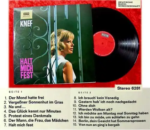 LP Hildegard Knef Halt mich fest Deutsche Buchgemeinsch