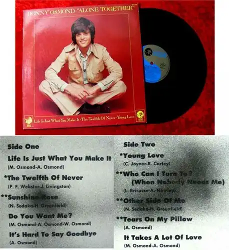 LP Donny Osmond Alone Together 1973