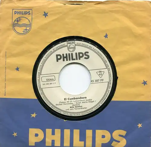 Single Bela Sanders: El Cumbanchero  / Brazil (Philips 345 387 PF) D Promo