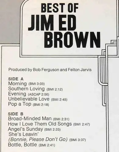 LP Jim Ed Brown: Best Of Jim Ed Brown (RCA APL-1-0324) US 1973