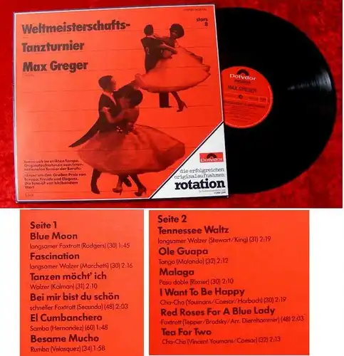 LP Max Greger Weltmeisterschafts Tanzturnier 1972