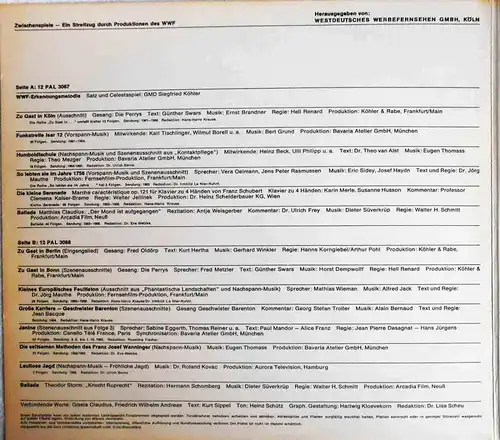 LP Zwischenspiele - Westdeutsches Werbefernsehen - WWF - 1966 - 