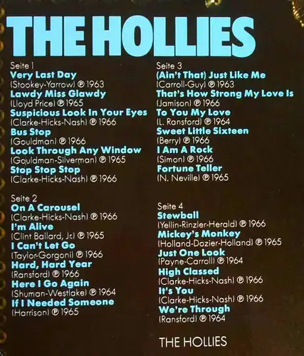 2LP Hollies: Remember The Golden Years (Hör Zu Exclusiv 1C 148-06 538/39) D 1977