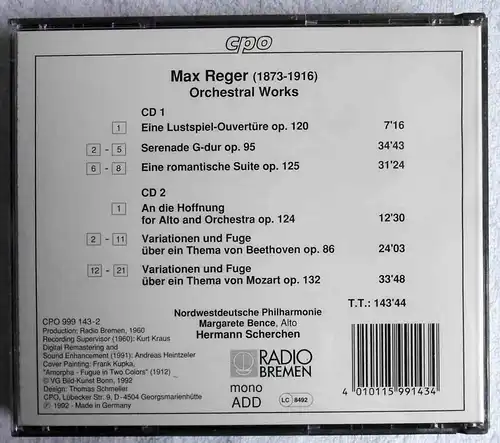 2CD Box Hermann Scherchen Conducts Max Reger - Orchestral Works (1992)