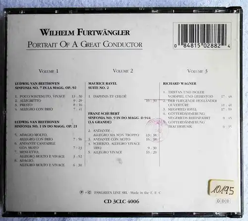 3CD Box Wilhelm Furtwängler: Portrait Of A Great Conductor (1990)