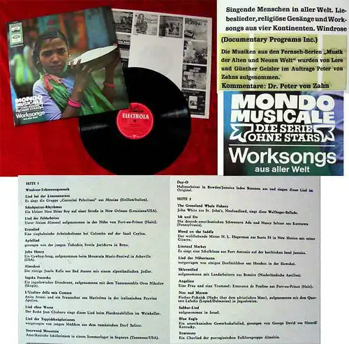LP Mondo Musicale - Worksongs - mit Peter von Zahn (Electrola E 80 952) D