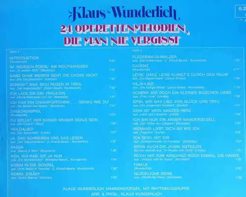 LP Klaus Wunderlich: 24 Operettenmelodien, die man nie vergißt (Telefunken) 1974