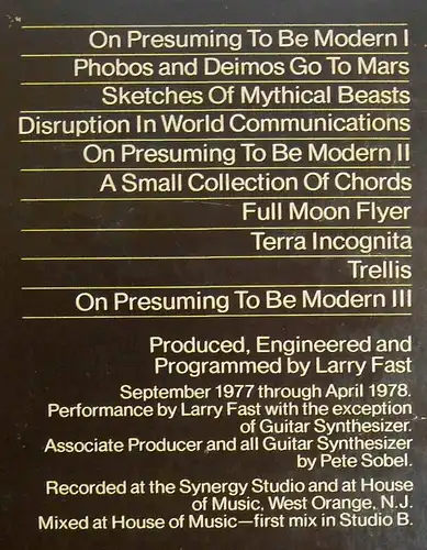 LP Synergy. Cords (Passport PB 6000) US 1978 Limited Edition Clear Vinyl 