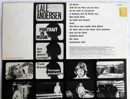 LP Lale Andersen: Portrait in Musik ARD TV Show (Electrola Stereo 83 505) D 1964