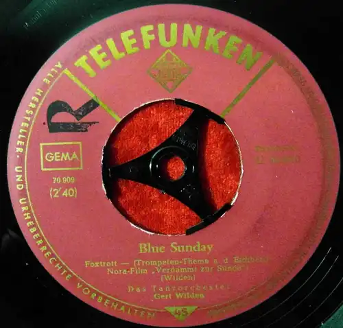 Single Gert Wilden: Blue Sunday / Mimo Blues (Telefunken U 55 810) D