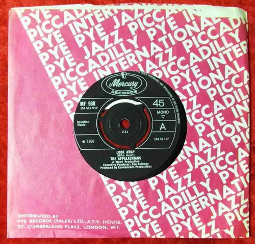 Single Appalachians: My Broken Heart (Mercury MF 930) UK 1966 Musterplatte