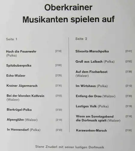 LP Stane Znuderl: Oberkrainer Musikanten spielen auf! (Tempo 7005) D