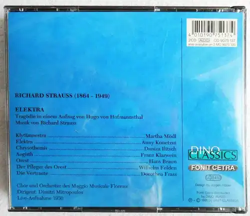 2CD Box Strauss: Elektra - Martha Mödl Mitropoulos (Dino) 1991