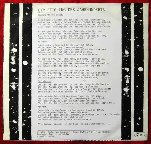 Single Bruce Low: Der Feigling des Jahrhunderts (Ariola 101 281-100) D