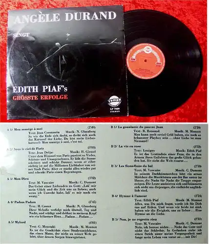 LP Angele Durand singt Edith Piaf´s größte Erfolge