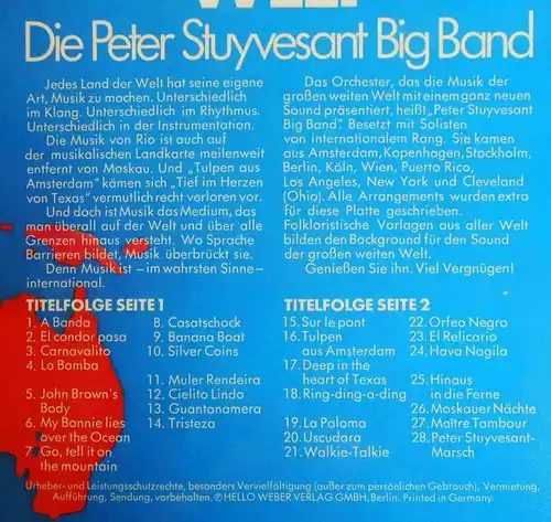 LP Peter Stuyvesant Big Band: Der Sound der großen weiten Welt -  Herbolzheimer