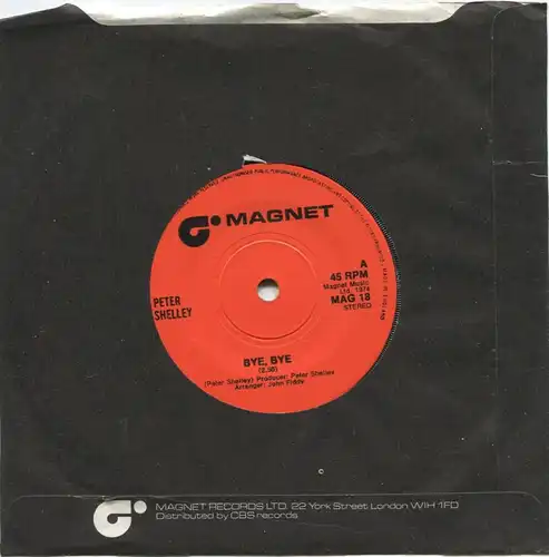 Single Peter Shelley: Bye Bye (Magnet MAG 18) UK 1974