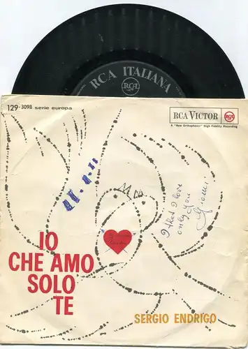 Single Sergio Endrigo: Io Che Amo Solo Te (RCA 129-3098) Italy