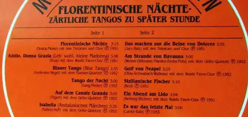 LP Vico Torriani: Florentinische Nächte Zärtliche Tangos zu später Stunde D 1984