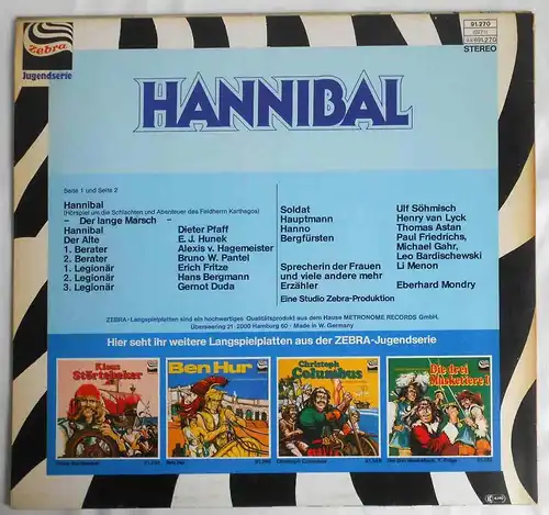 LP Hannibal - Schlachten des Feldherrn Karthagos (Zebra 91 270) D 1977 
