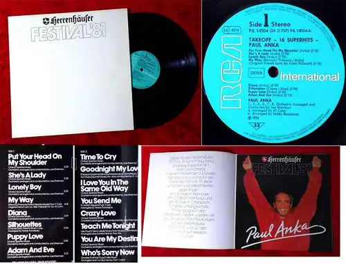 LP Paul Anka: Herrenhäuser Festival 1981 Take Off 16 Superhits (RCA)
