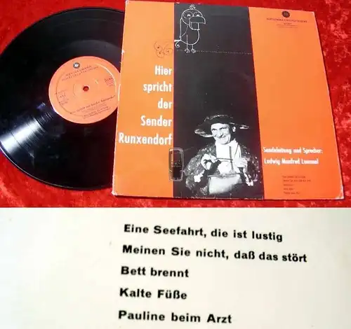 25cm LP Ludwig Manfred Lommel: Hier spricht Sender Runx