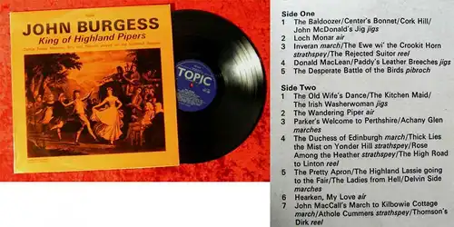 LP John Burgess: King of Highland Pipers (Topic 12T199) UK 1969
