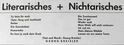 LP Georg Kreisler: Literarisches & Nichtarisches (Preiser 1C 062-92 500) D