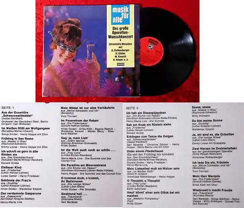 LP Das große Operetten Wunschkonzert 1 (Decca Musik für Alle ND 126) D