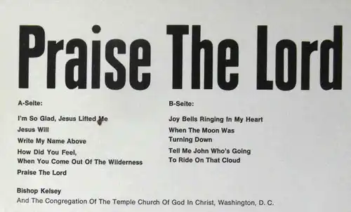 LP Bishop Samuel Kelsey: Praise The Lord (Polydor H 819) Clubsonderauflage 1967