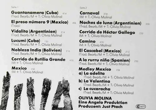 LP Olivia Molina: Viva (Columbia Crystal 066 CRY 45 889) D 1979