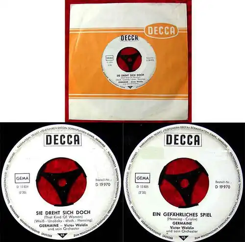 Single Germaine: Sie dreht sich doch / Ein gefährliches Spiel Decca 1970 Promo