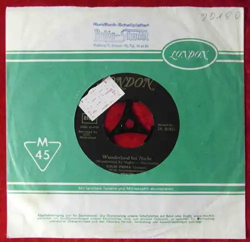 Single Louis Prima: Wunderland bei Nacht (London DL 20 371) D Musterplatte