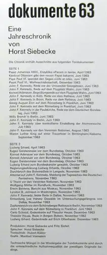 LP Dokumente 63 (Ariola Athena 51 135) Horst Siebecke (John F. Kennedy Cover)