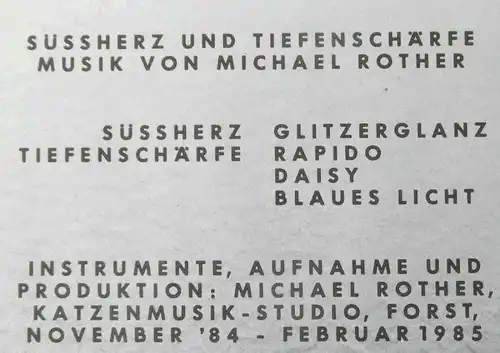 LP Michael Rother: Süssherz und Tiefenschärfe (Polydor 825 619-1) D