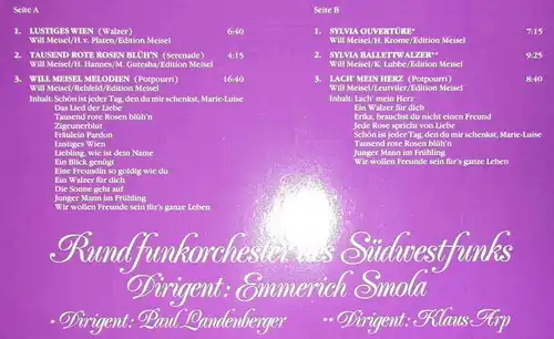 LP SWF Rundfunkorchester Emmerich Smola: Promenadenkonzert 1 (Monopol)