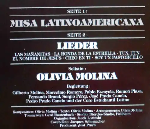 LP Olivia Molina: Misa Latino Americana (Prisma A-8177) D