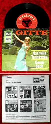 Single Gitte: Nashville Tennessee / Come back (Electrola E 22 854) D 1964