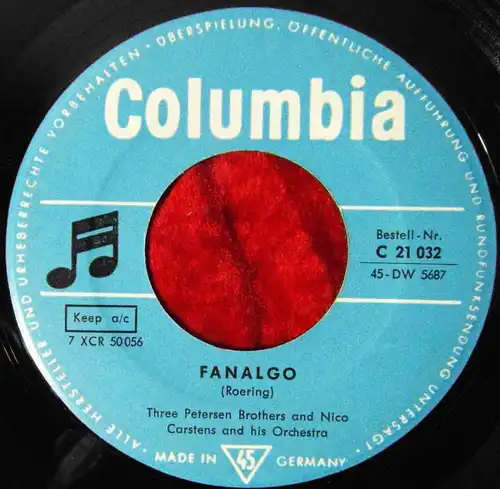 Single Three Petersen Brothers: Africa / Fanalgo (Columbia C 21 032) D