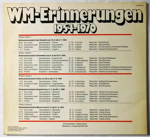 2LP WM Erinnerungen 1954 - 1970 (BASF 22 22044-3) D 1970