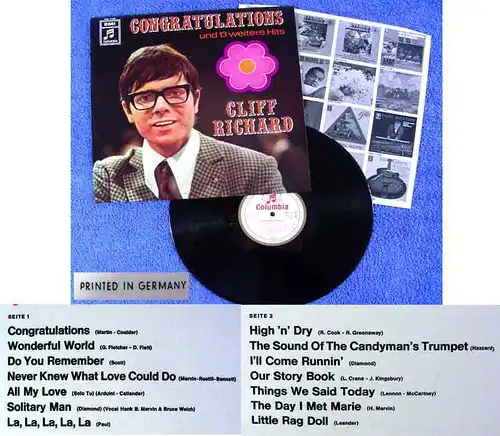 LP Cliff Richard: Congratulations und 13 weitere Hits (Columbia SMC 74 430) D